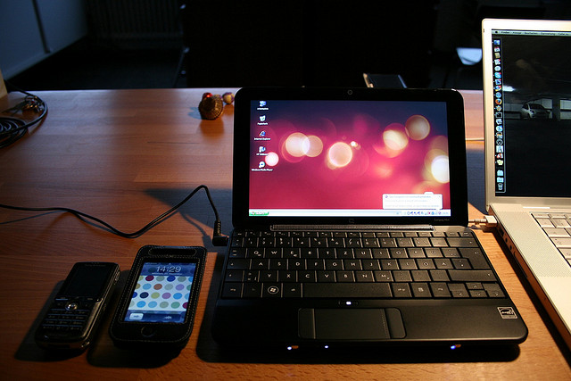 A number of mobile devices lined up