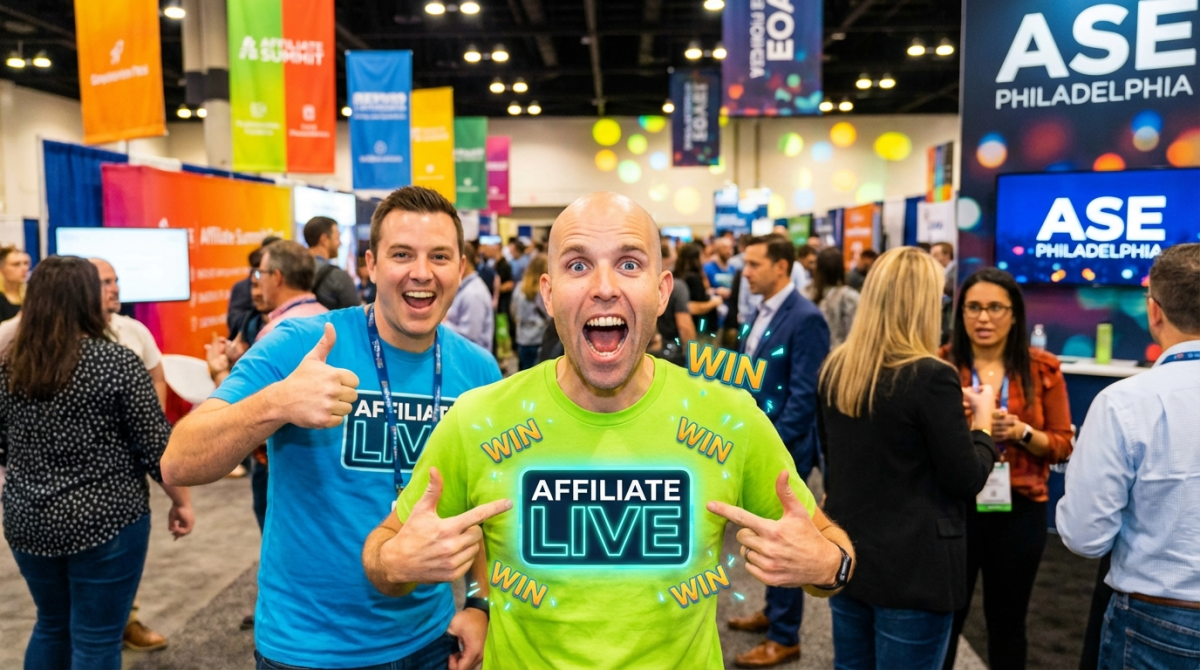 2 of the most well known affiliate marketers wearing YOUR companies shirt @ Affiliate Summit East