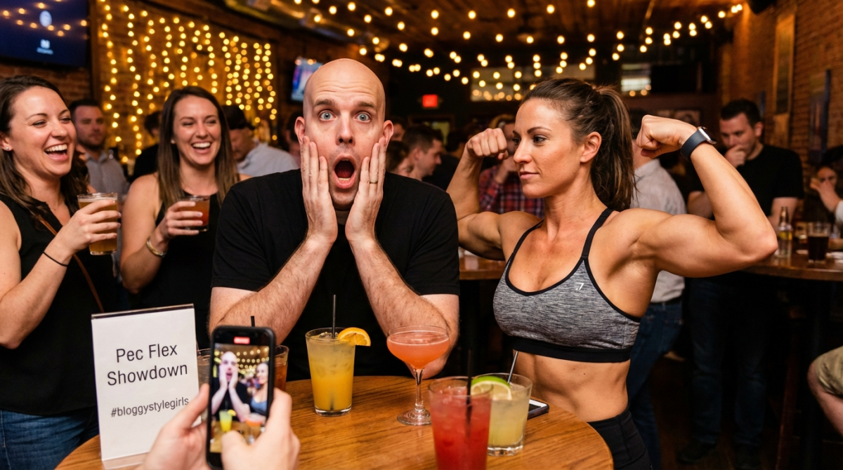 Pec Flexing ShowDown With One Of The Bloggystylegirls