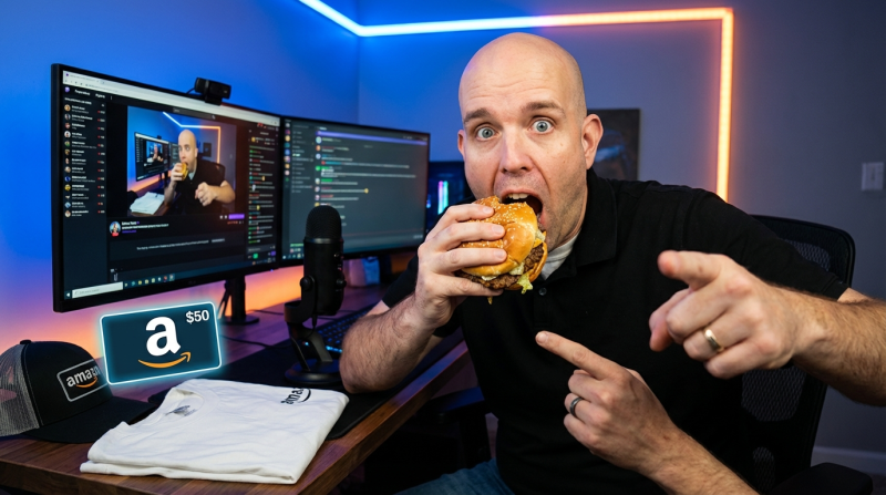 Catch me eating and win 25$ plus shirt and hat