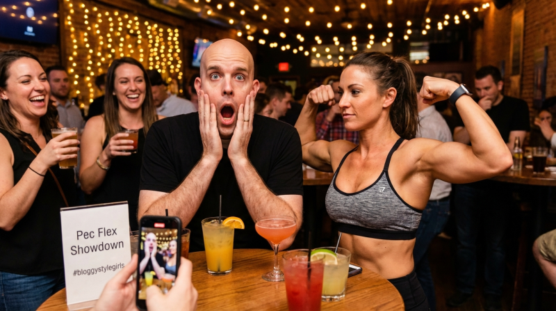 Pec Flexing ShowDown With One Of The Bloggystylegirls